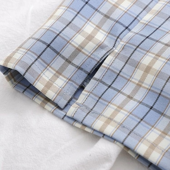 Tartan/Plaid/Checkered High Waist/Rise Slit Him Mini School Girl Skirt (SHEIN) - Picture 3 of 6